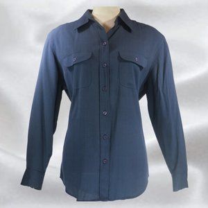 WAY-IN Blue Button Up Blouse in Size Medium